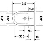 Duravit Stand-Bidet WHITE TULIP back to wall m ÜL m HLB 1 HL weiß WG