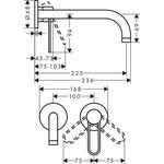 Einhebel-Waschtischmischer AXOR UNO 225 UP Bügelgriff Wandmontage brushed bronze