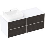 HG Konsole Xevolos E 1370x550mm, mit Auschnitt links mattweiß