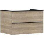 HG Waschtischunterschrank Xelu Q 780x485x550mm Ei natur Griff mattschwarz