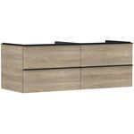 HG Waschtischunterschrank Xelu Q 1360x485x550mm Ei na Griff mattschwarz