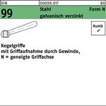 Kegelgriff DIN 99 N 160 M20 Stahl galv.verz. geneigte Griffachse 1 Stück