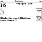 Flügelmutter DIN 315 runde FormM20 Temperguss 25 Stück - VPE: 25