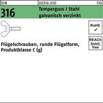 Flügelschraube DIN 316 M4x 16 Temperguss/Stahl galv.verz. 100 Stück - VPE: 100