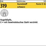 Kugelknopf DIN 319 FormE 25 M6 Ku. sw Stahlbuchse 25 Stück - VPE: 25