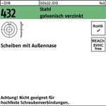 Scheibe DIN 432 Außennase 6,4 Stahl galv.verz. 100 Stück - VPE: 100