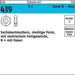 Sechskantmutter DIN 439/ISO 4035 FormB BM 8x 1 A 2 100 Stück - VPE: 100