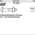 Halbrundschraube DIN 607 Nase/6-ktmutter M12x 40 Mu Stahl 4.6 100 Stück - VPE: 100
