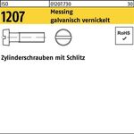 Zylinderschraube ISO 1207 Schlitz M5x30 Messing galv. vernickelt 200St. - VPE: 200