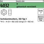 Sechskantmutter ISO 4032 M6 8 galv. vernickelt 1000 Stück - VPE: 1000