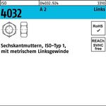 Sechskantmutter ISO 4032 links M10 A 2 (- 70) 50 Stück - VPE: 50