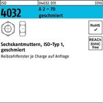 Sechskantmutter ISO 4032 M16 A 2 - 70 geschmiert 50 Stück - VPE: 50