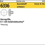 Sterngriff DIN 6336 FormK-Ms K 40 M8 Ku. sw Messingbuchse 10 Stück - VPE: 10