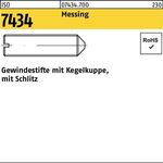 Gewindestift ISO 7434 Kegelkuppe/Schlitz M4x 6 Messing 100 Stück - VPE: 100