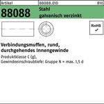 Verbindungsmuffe R 88088 rund IG M8x30x11 Stahl galv.verz. durchg. IG 100St. - VPE: 100