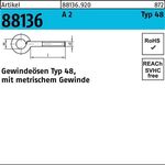 Gewindeöse R 88136 Typ 48 M8x 60 D 12 A 2 50 Stück - VPE: 50