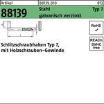 Schlitzschraubhaken R 88139 Typ 7 60x 5,2x 10 Stahl galv.verz. 100St. - VPE: 100