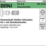Hammerkopfschraube R 88941 HZS41/22 6ktmu. M16x50 Mu8.8 feuerverz. 25St. HALFEN - VPE: 25