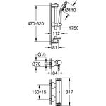 Grohe Thermo-Brausebatt. GROHTHERM 2000 1/2Zoll m Brausegarnitur chr