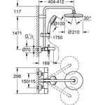 GROHE Duschsystem Tempesta C System 210 m Thermostat-Wannen-Batt chr