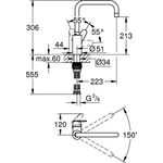 Grohe EH-Spültischbatterie EURODISC C 1/2Zoll ho Ala chr