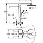 Grohe Duschsystem EUPHORIA SC SYSTEM 310 D m Thermostatbatterie co sun