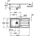 Grohe Edelstahlspüle K500 m Abtropffläche 1000x500mm edelstahl