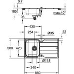 Grohe Edelstahlspüle K500 m Abtropffläche 860x500mm edelstahl