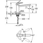 Grohe Einhand-Spültischarmatur BAULOOP 1/2Zoll mi-ho Ala chr