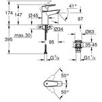 Grohe Einhand-Waschtischbatterie BAUEDGE 1/2Zoll S-Size chr