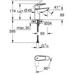 Grohe Einhand-Waschtischbatterie BAUEDGE 1/2Zoll S-Size chr
