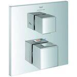 Grohe Thermo-Brausebatt. GROHTHERM CUBE eckig, Griff mit Rändelstruktur chrom