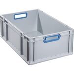 Transportstapelbehälter L600xB400xH220mm grau PP offener Griff blau