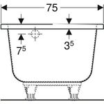 Geberit Fünfeckbadewanne RENOVA 1600x750/500mm Raumspareffekt re weiß