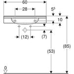 Geberit Waschtisch PUBLICA 600x550mm m HL o ÜL o Ausschnitte weiß
