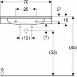 Geberit Waschtisch PUBLICA 700x550mm m HL o ÜL m Ausschnitten z Fes