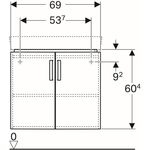 Eckwaschtisch-Unterschr. RENOVA COMFORT 690x604x550mm Fr Lack hellgrau hochglanz