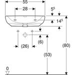 Geberit Waschtisch RENOVA COMFORT 550x550mm barrierefr m HL o ÜL weiß KT