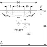 Geberit Waschtisch ACANTO 900x482mm m Abl. HL und Überlauf weiß