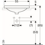Geberit Einbauwaschtisch VariForm re. 55x40cm o HL ohne Überlauf weiß KT