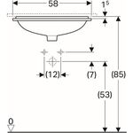 Geberit Unterbauwaschtisch VariForm re. 580x490mm o HL mit Überlauf weiß KT