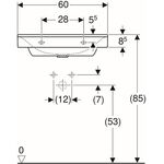 Geberit Waschtisch XENO² 600x480mm m HL ohne Überlauf weiß KT