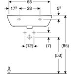 Geberit Waschtisch RENOVA o HL mit Überlauf 650x500mm weiß KT