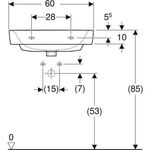 Geberit Waschtisch RENOVA PLAN m HL ohne Überlauf 600x480mm weiß KT