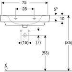 Geberit Waschtisch RENOVA PLAN m Hahnloch ohne Überlauf 750x480mm weiß