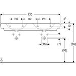 Geberit Doppelwaschtisch RENOVA PLAN 1300x480mm m Hahnloch ohne Überlauf weiß