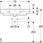 Geberit Aufsatzwaschtisch RENOVA PLAN m Abl. m HL m Überlauf 750x480mm weiß KT