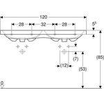 Geberit Doppelwaschtisch iCon Light 1200x480mm m HL mit Überlauf weiß KT