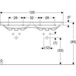 Geberit Doppelwaschtisch iCon Light 1200x480mm m Hahnloch ohne Überlauf weiß