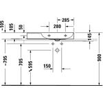 Duravit Waschtisch DURASQUARE o ÜL m HLB Be re 800x470mm 3 HL weiß